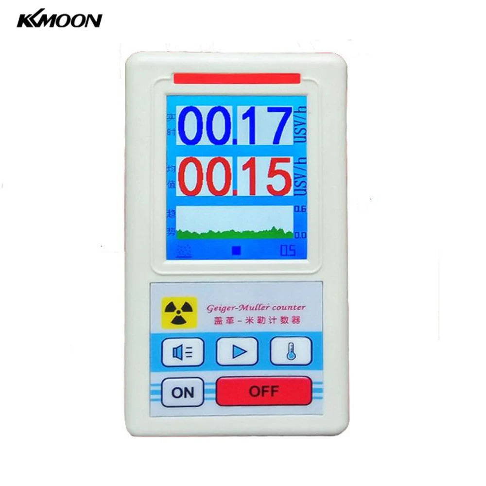 

KKMOON Nuclear Radiation Detector Display Screen Geiger Counter Dosimeter Marble Detectors Beta Gamma X-ray Tester