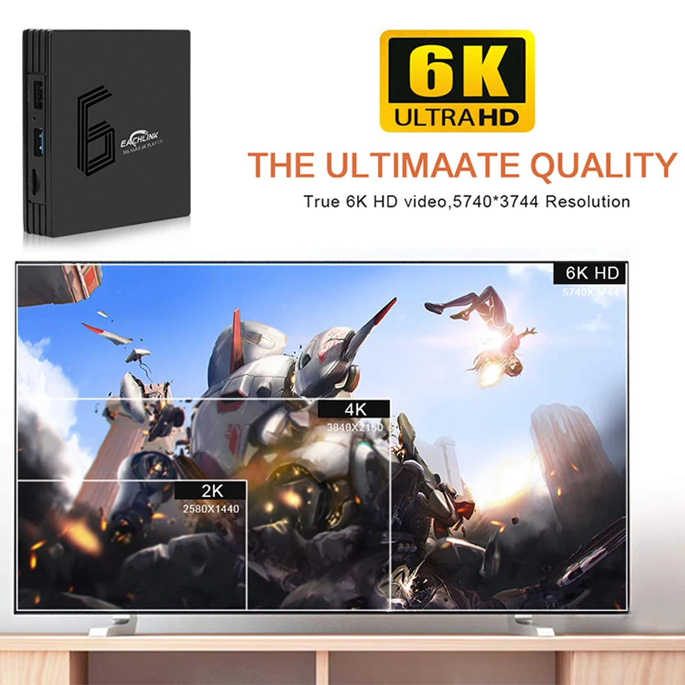 Смарт-ТВ приставка EACHLINK H6 MAX Android 9,0 Allwinner H6 4K медиаплеер 6K HDR H.265 BT4.1 4 GB/64 GB 2,4G/5G WiFi приставка android Smart