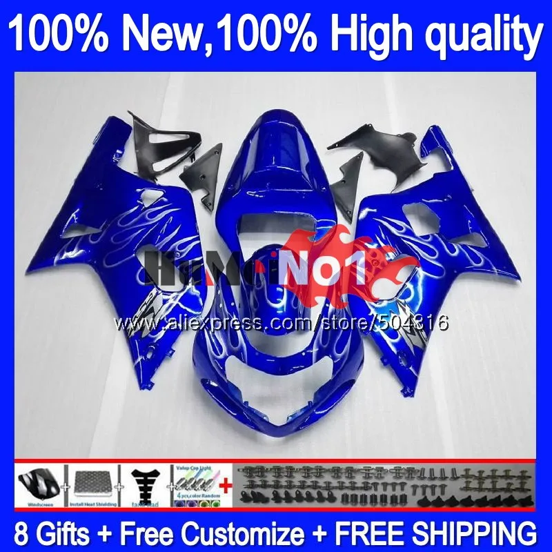 Корпус для SUZUKI GSX-R600 GSXR 600 K1 GSXR600 серебро пламя 14MC. 11 GSXR 750 01 GSXR-600 GSXR750 2001 2002 2003 01 02 03 обтекатели - Цвет: No. 1