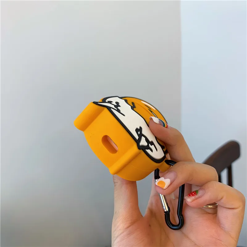 3D милый мультяшка Гудетама чехол для Airpods 1 2 мягкий силиконовый наушник чехол для Apple Air Pods чехол с кольцевой пряжкой