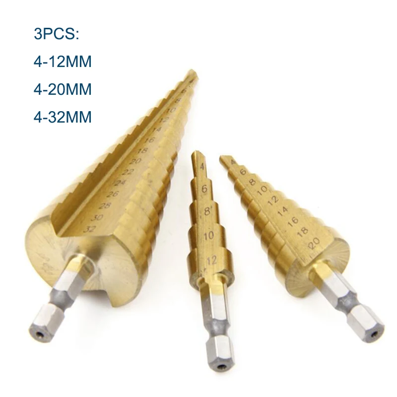 HSS Step Drill Bit for Metal Wood Plastic Multiple Hole Drilling Cone Bit Set