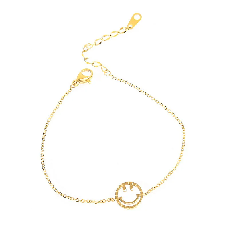 Желтое Золото YUN RUO модный браслет с улыбающимся лицом женский подарок розовое