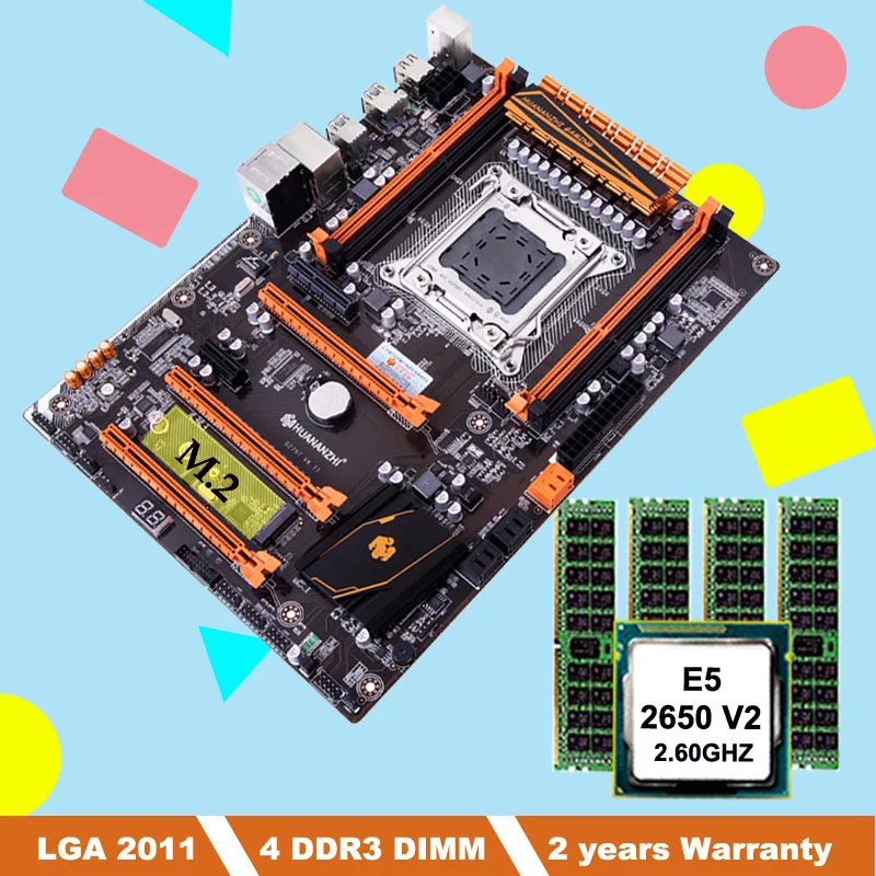 Skup Zniżka płyta główna z gniazdem M.2 HUANANZHI deluxe X79 płyta główna z procesorem intel xeon E5 2650 V2 RAM 32G (4*8G) REG ECC