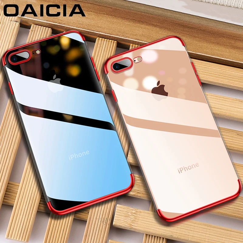 Роскошный блестящий чехол для телефона iPhone 7 8 6 6s Plus силиконовый прозрачный