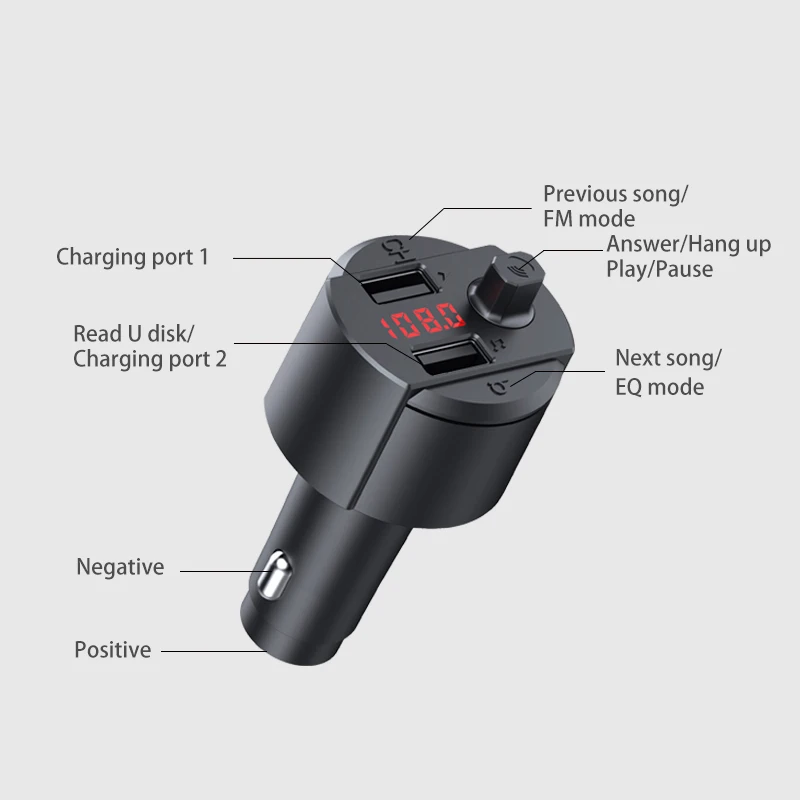 Модный автомобильный комплект, громкая связь, Bluetooth, fm-передатчик, Автомобильный MP3-плеер, поддержка TF карты, U диск, 3.1A, быстрое двойное USB зарядное устройство