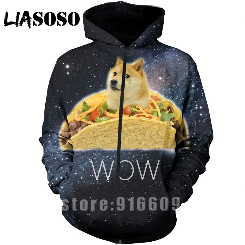 Толстовка с 3D принтом животных для мужчин собака doge панк логотип wo для мужчин Уличная Harajuku Толстовка куртка на молнии Аниме толстовки с длинными рукавами A401