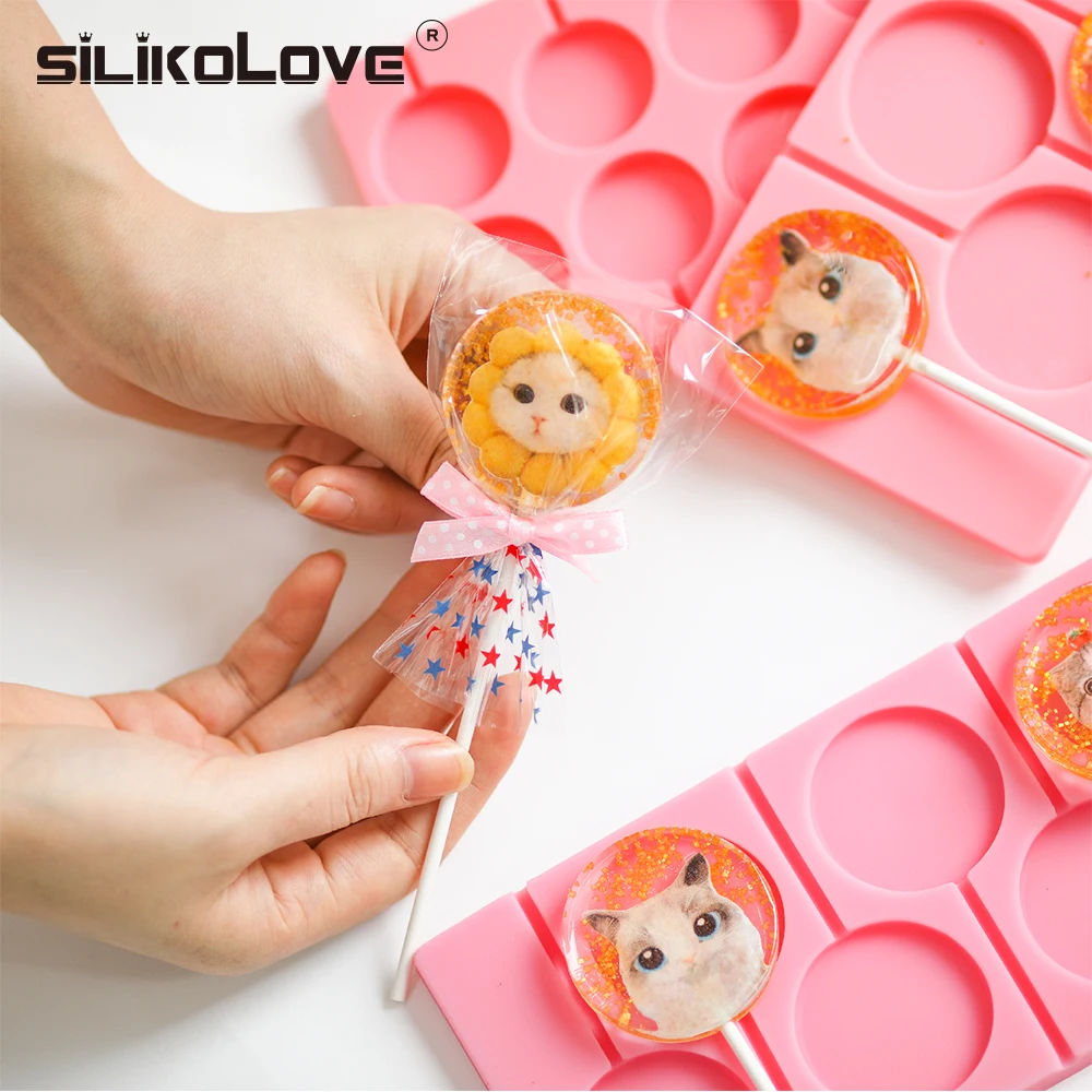 Silicolove 12 Полость леденец шоколадная форма с палочками круглая силиконовая для