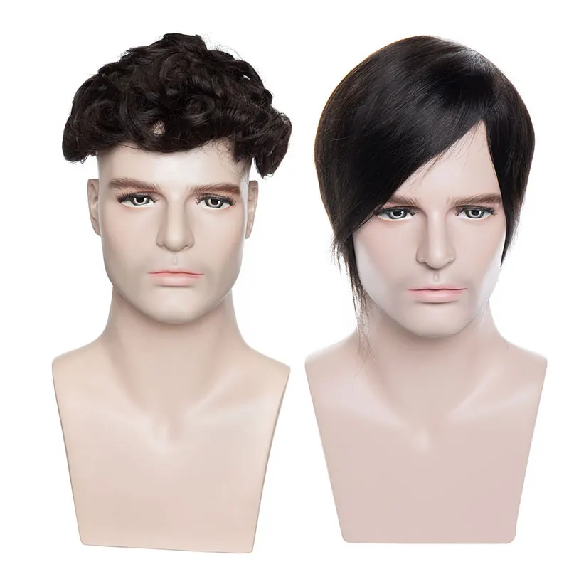 SEGO Mono/PU/Lace Skin Men Toupee 100% Real Human Hair Non-Remy Men Hairpieces Wig Replacements Indian Hair  6''*8''/8''*10''