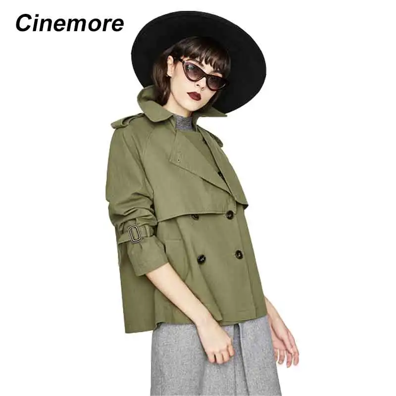 Женская Повседневная хлопковая куртка Cinemore двубортная Короткая свободная с
