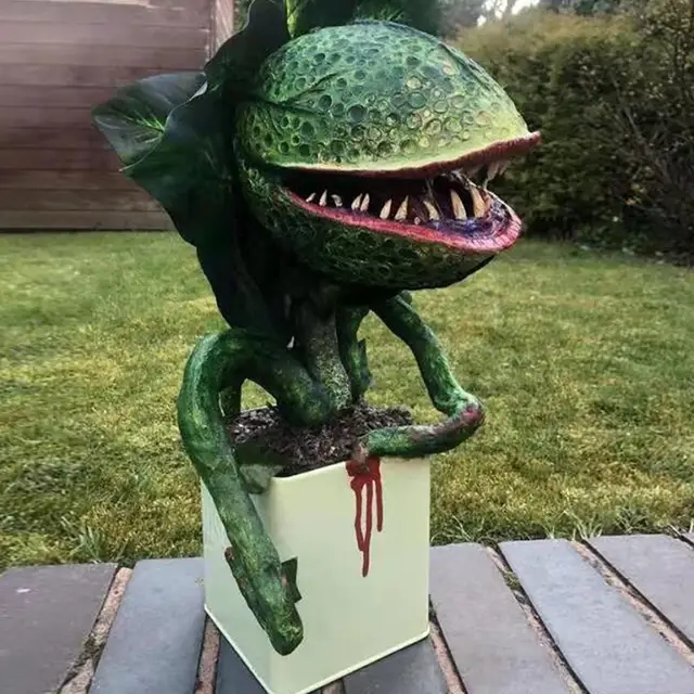Gyanta Piranha Növényi Szobrok Virágdekoráció Film Prop Yard Művészeti Díszek Kerti Halloween Dekoráció Jardineria Otthoni - Image 2