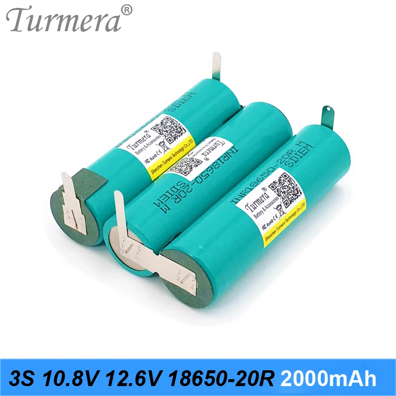 Turmera 3S 10.8V 12.6V INR18650-20RM 2000mAh 4000mAh 20A Battery Soldering Battery for Screwdriver Shrika and Vacuum Cleaner Use 002