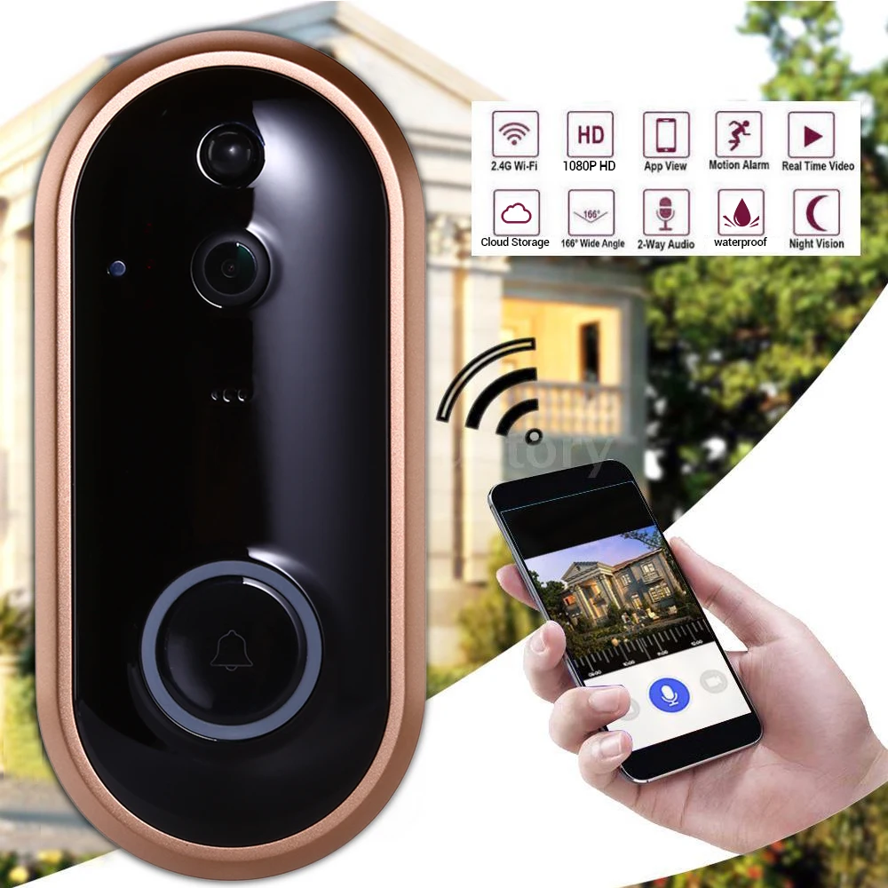 

Smart WIFI Doorbell Wireless Video-eye Campainha Ring Door Bell With Camera IR Entry Door Alert Security Chime Doorbell Camera