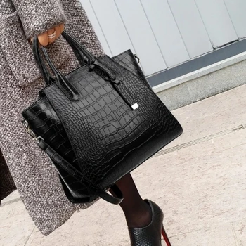 

Fashion leather handbags women famous Large messenger shoulder bag crocodile top-handle bags female sac a main femme de marque