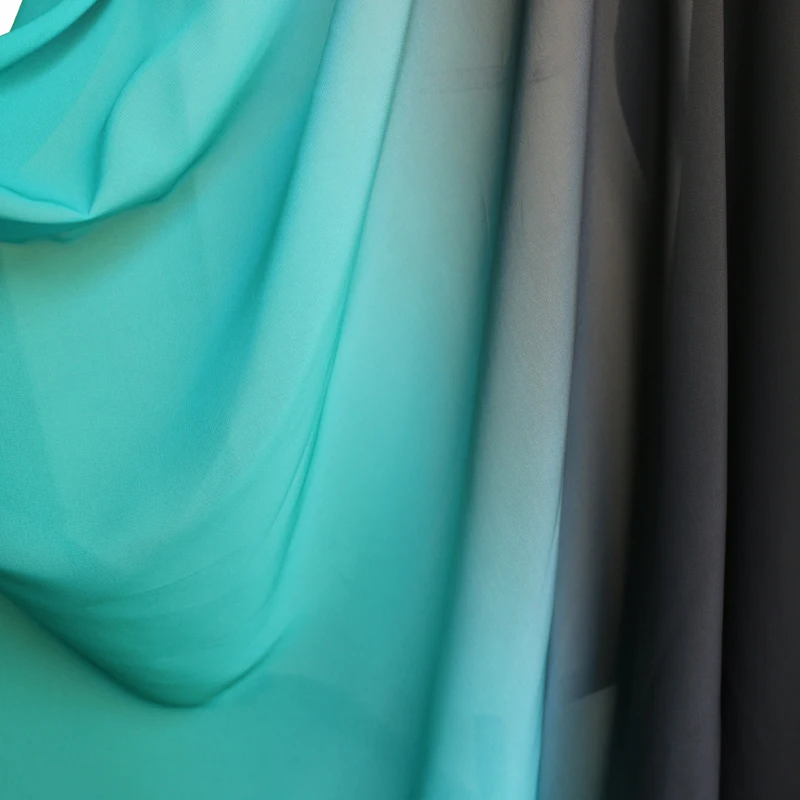 Метр Черный Синий Омбре шифон Ткань Танец свадебное платье юбка Материал градиент