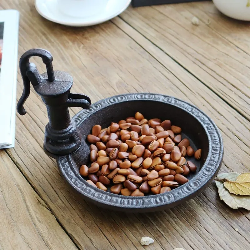 

European Wrought Iron Bird Snacks Plate Storage Tray Ornaments Home room Table Metal Figurines Crafts Desktop Statues Decoration