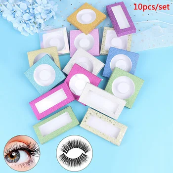 

10Pcs/set of False Eyelashes Packaging Carton Eyelashes Bottom Support Color Carton Reusable Packaging Box