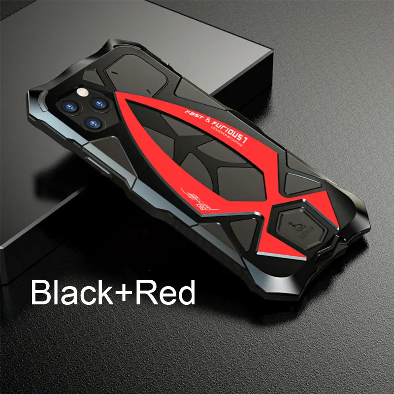 Luphie противоударный чехол для телефона для iPhone 11 Pro Max военный класс падение протестированный чехол Coque для iPhone X XS Max Xr Алюминиевый Чехол - Цвет: Black Red