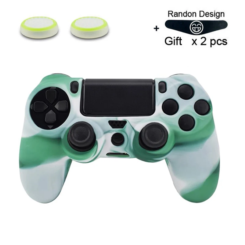 light green Мягкий гибкий силиконовый чехол, защитный чехол для Playstation 4 PS4 Pro Slim, светодиодный светильник, наклейка, 2 шт., ручка+ светодиодный чехол - Цвет: light green