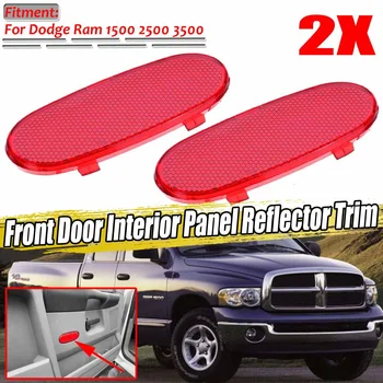 

New 2x Car Front Side Door Interior Panel Trim Red Reflector Cover Trim For Dodge Ram 1500 2500 3500 For Dodge Durango 2004-2009