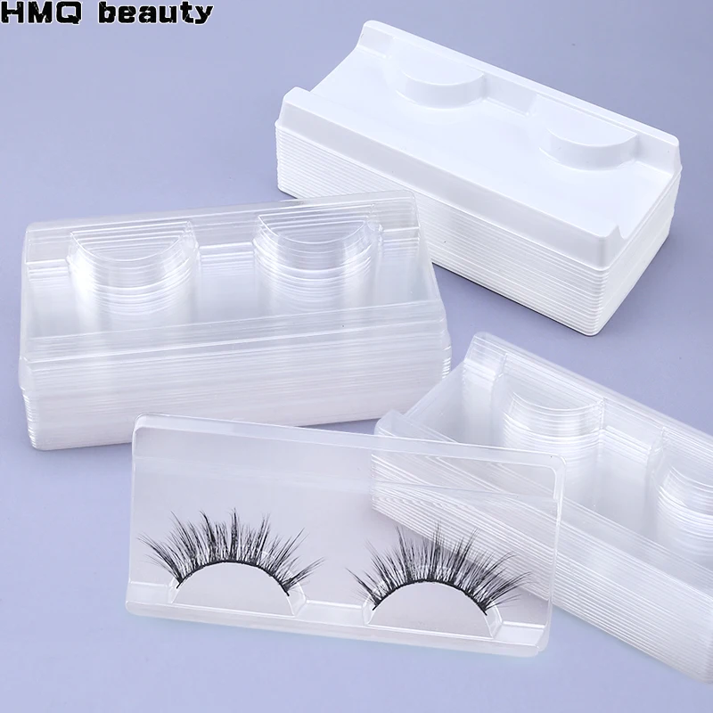 Wholesale price 20pcs Eyelashes plastic Trays white Transparent 25mm Mink Lashes Tray Holder