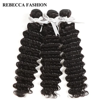 

Rebecca Peruvian Deep Wave Bundles Deal 1/3/4 Bundles 8-30 Inch 100% Remy Human Hair Extensions Peruvian Hair Bundles
