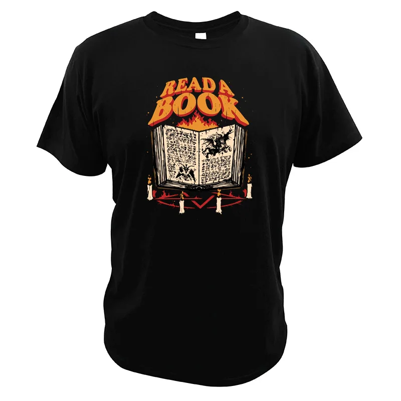 Satan T shirt Read Magic Book Gothic Witchcraft T-shirt Cotton EU Size Witch Satanism Tshirt 100% Digital Print |