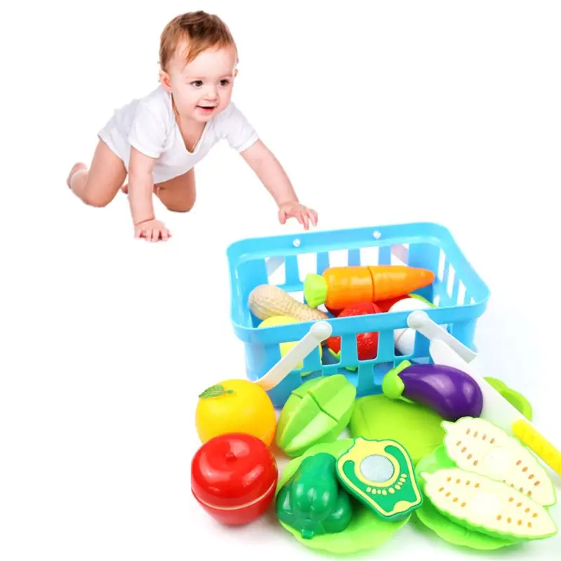 17 шт./компл. Детские Кухня игрушки ролевые игры резка фруктов и овощей, Пластик напиток Еда домик игрушки корзина детская игрушка