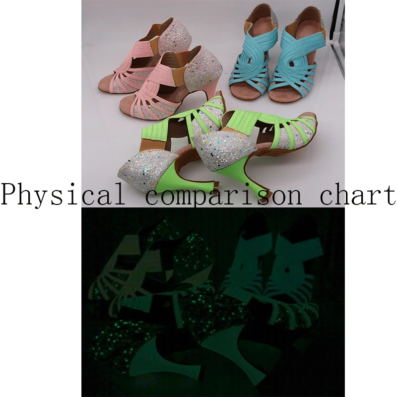 Женская обувь для сальсы; обувь для танцев sansha; три светящихся цвета. Уникальная и красивая женская обувь
