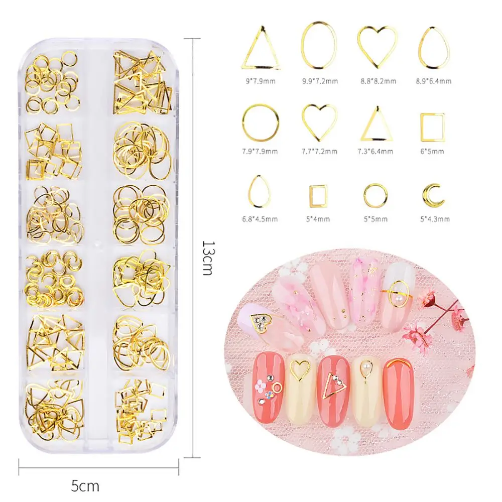 12 сеток розовые, золотые, серебряные шпильки для ногтей украшения деталей ногтей Смешанные полые 3D Овальные заклепки в виде звезд заклепки для ногтей Аксессуары для самостоятельного маникюра