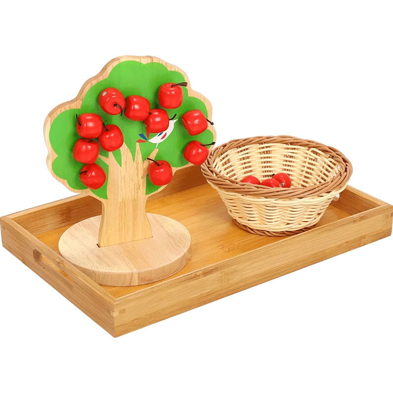 

Children's Wood Magnetism Apple Tree Baby Picking Apple and Fruit Paste Kindergarten Mathematics Number Music Toy