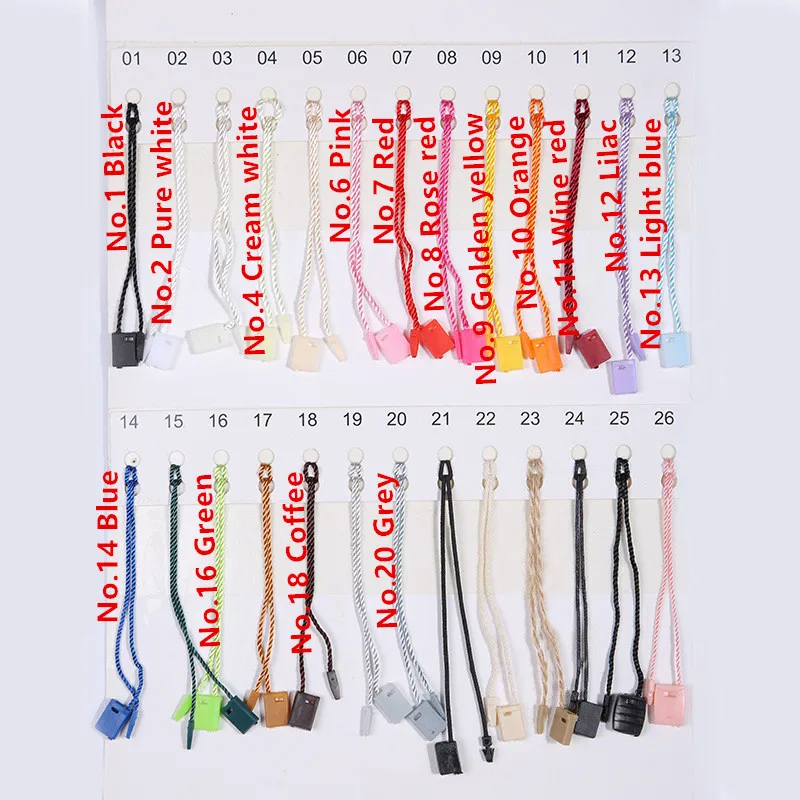 

500pcs , 7 Inch Strong polyester square string for tags clothing swing tag cords White/Black Snap Lock Fastener
