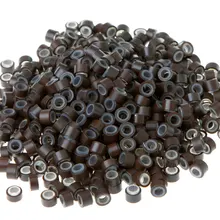 500 шт черные Силиконовые микро-звенья кольца для перьев для наращивания волос