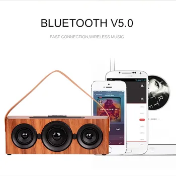 

Wooden Wireless Bluetooth Portable Speakers Subwoofer Stereo Bass System Bluetooth Speaker TF USB MP3 Player outdoor speaker