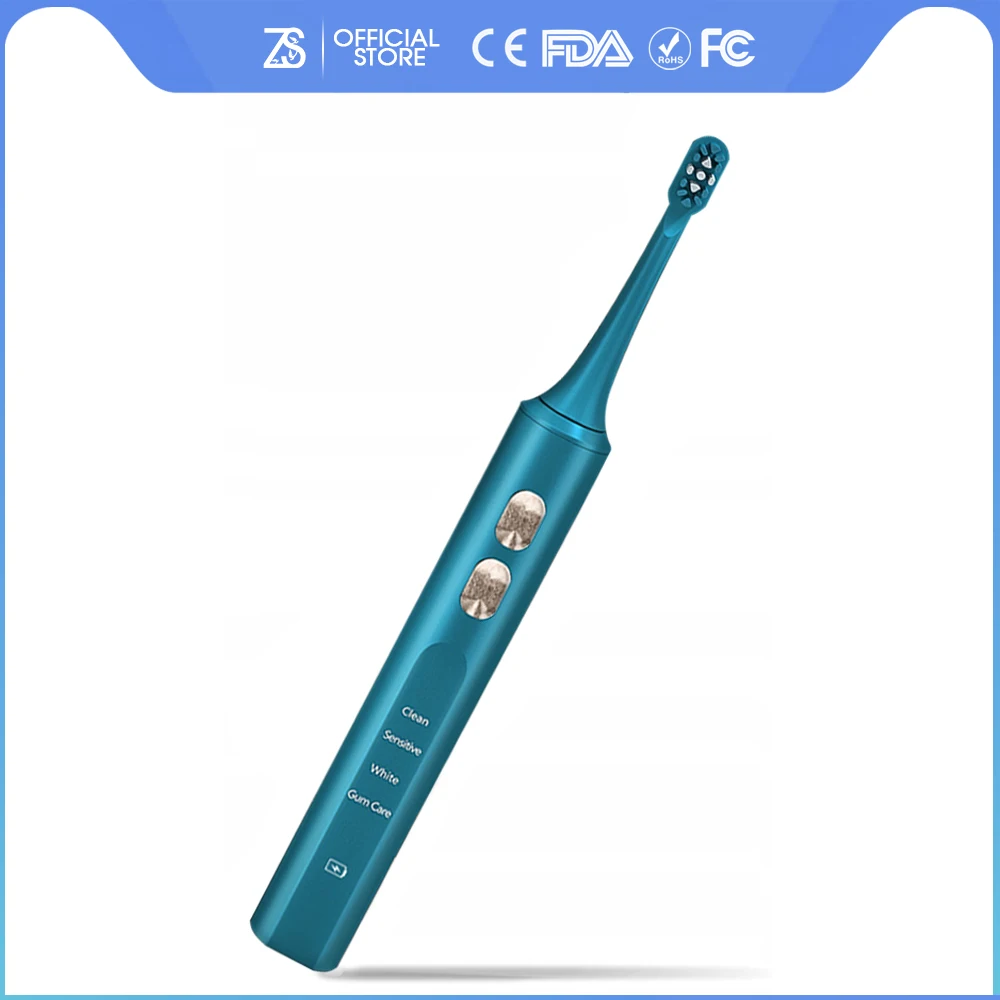 [ZS] 4 Mode Soft Replacement Brushes Heads IPX7 Wireless Induction Fast Charge Sonic Electric Toothbrush Rechargeable For Aldult | Бытовая