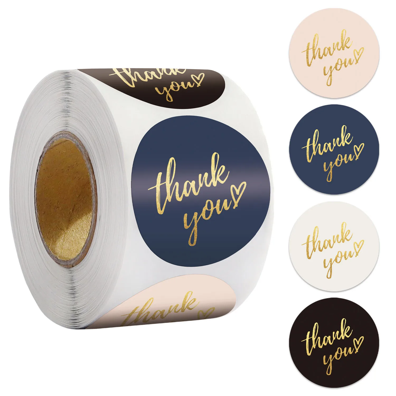 Azul gracias sello de pegatinas etiquetas 500 Uds 1 pulgada hoja de oro pegatinas de papel para Decoración Para Boda hecho a mano etiquetas de regalo de papelería