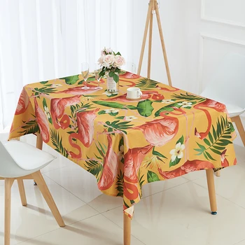 

Nordic Style Animal Flamingo Tablecloth Tropical Palm Tree Leaves Linen Table Cloth Manteles Para Mesa Rectangulares Waterproof