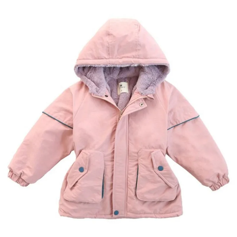 

DFXD Children Winter Jackets For Girls Fashion Long Thicken Velvet Hooded Down Coats Kids Warm Parka For 3-12Yrs Girls Clothes