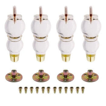 

4Pcs Acrylic Furniture Legs Clear Gourd Shape Sofa Cupboard Feet for Bed Stool Chair Feet