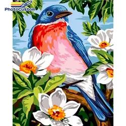 Peinture par numéros de fleurs et d'oiseaux, bricolage, peint à la main sur toile, décoration de maison, cadeau d'art mural 