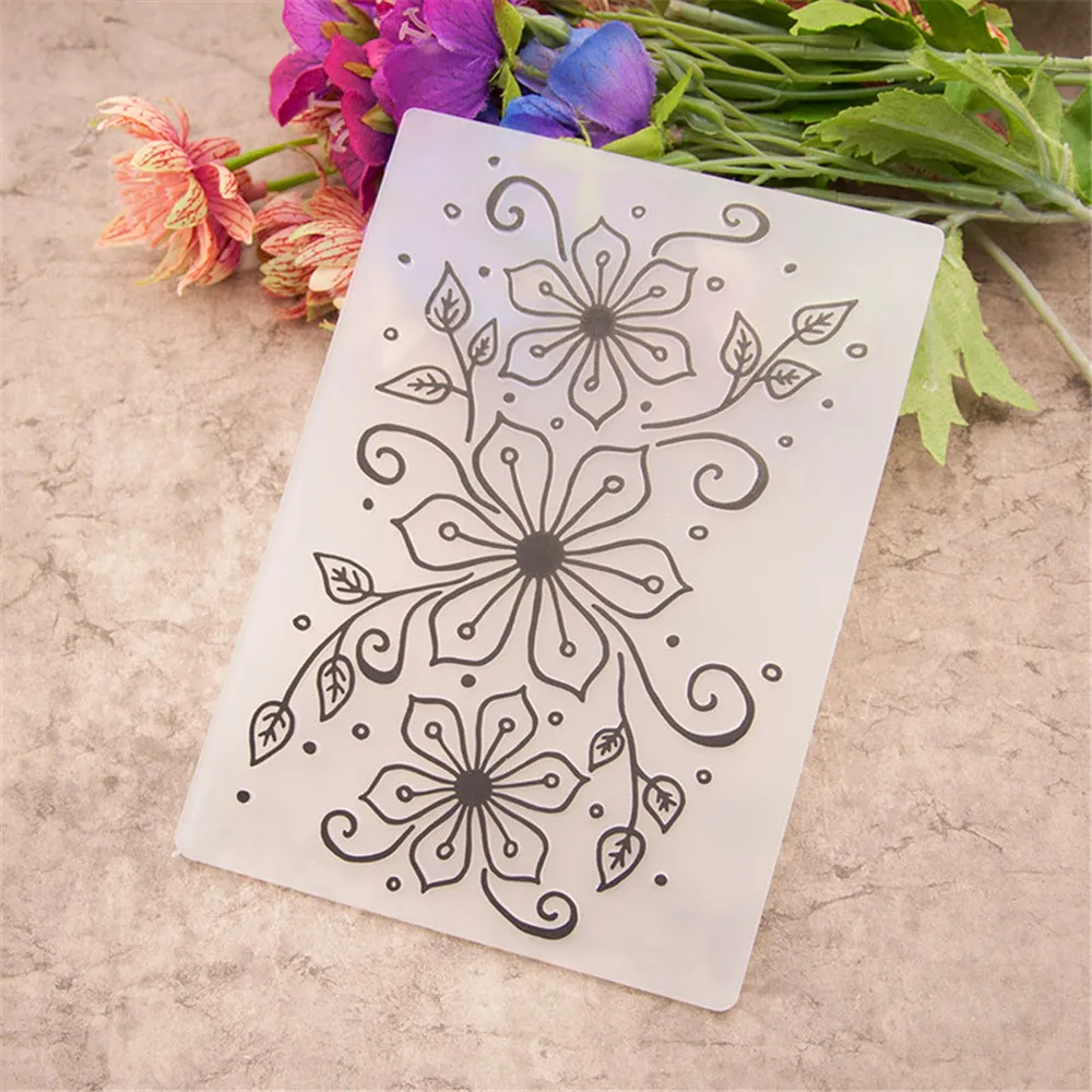 Eastshape Three Flowers Pattern Plastic Embossing Folder for Scrapbook ...