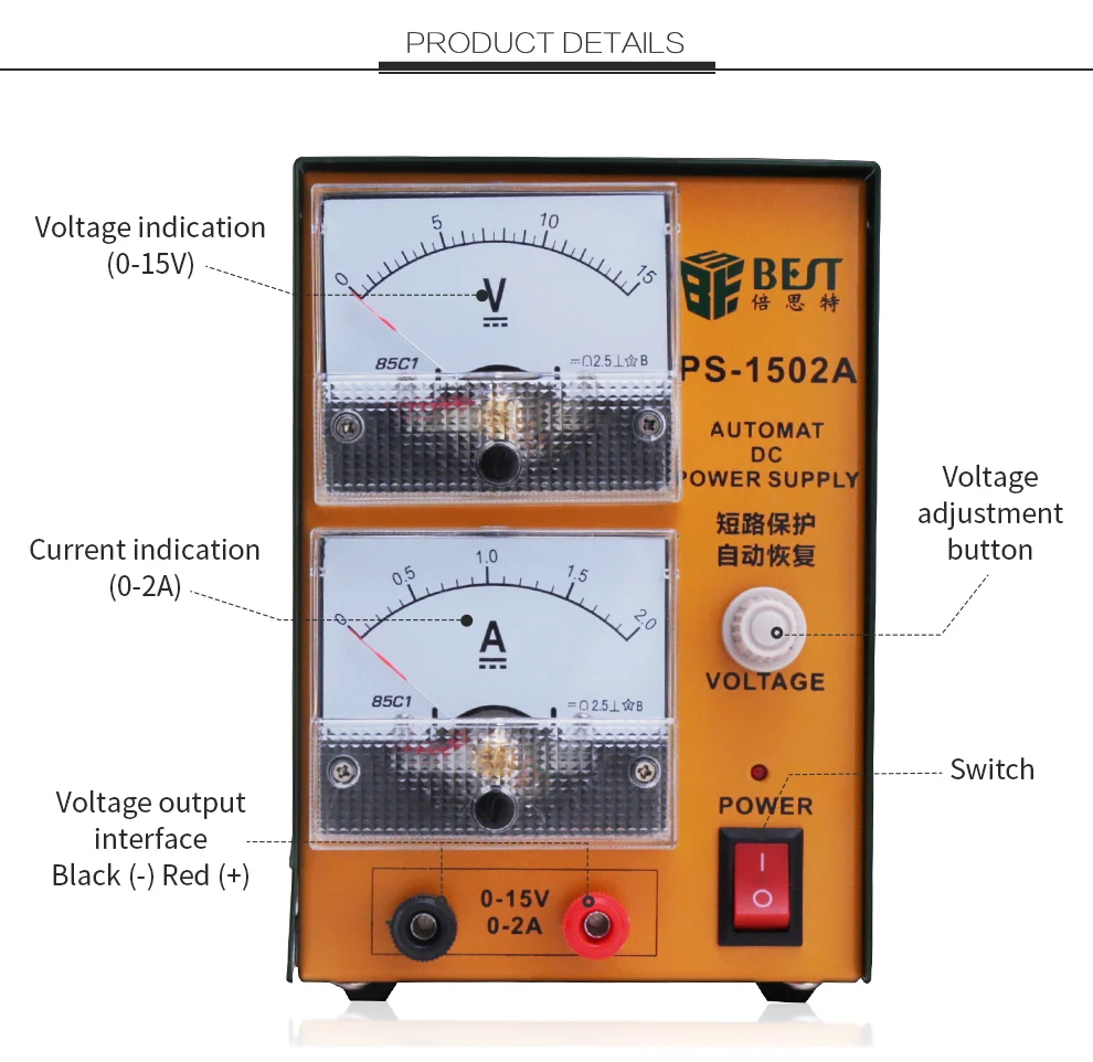 Лучший 1502A 15V 2A DC Регулируемый источник питания для ремонта мобильных телефонов, амперметр, Регулируемый блок питания для ноутбуков, PS-1502A для обслуживания