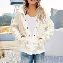 

2021 Casual Fashion New Polar Fleece Women's Jacket Long Sleeve Cardigan Women's Fall/Winter Loose Coat