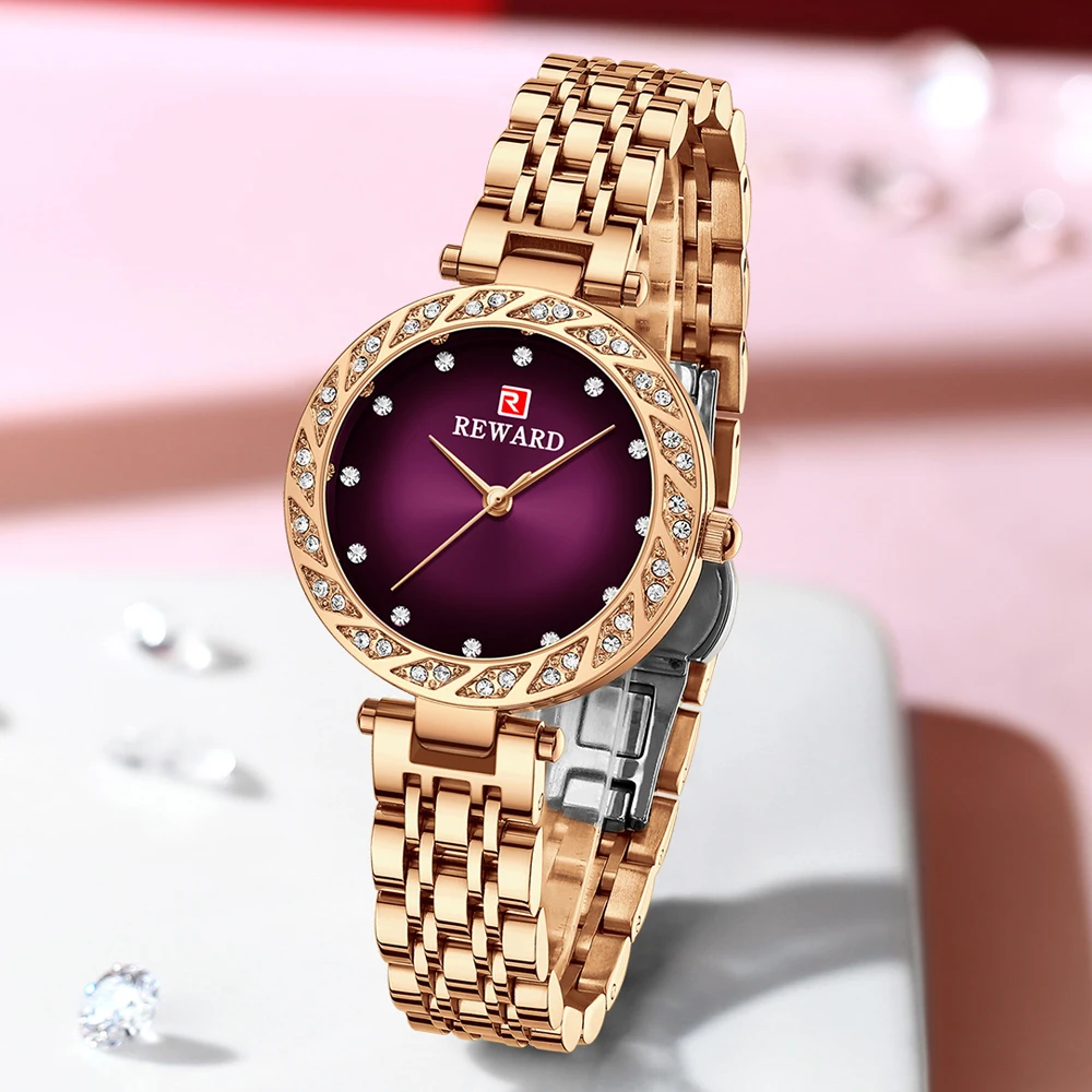 REWARD New Womens Watches Top Brand Waterproof Watch Fashion Ladies Luxury Stainless Steel Quartz Wristwatch Relogio Feminino