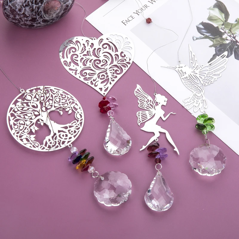 H&D 4 Styles Crystal Suncatcher Window Hanging Ornament Rainbow Maker Pendant for Christmas Day Wedding Cars Window Decor