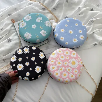 

Bag female 2020 spring new Korean chain small round bag fresh literary small daisy small bag shoulder messenger bag