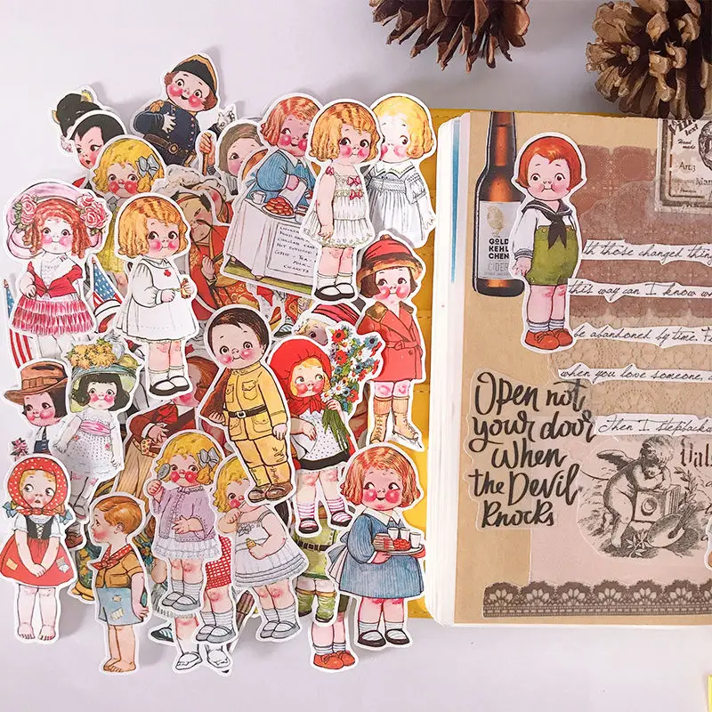 Vintage Tomato Doll Costume Change Graffiti Deco Stickers for Phone Diary Stationery Journal Scrapbook Hand Book Album Supplies a5 super thick blank sketchbooks diary painting graffiti   cover sketch book notepad drawing notebook office school supplies