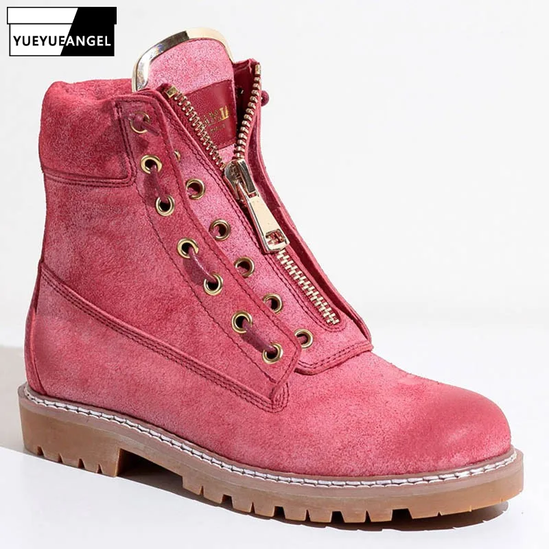 Роскошные молния Женские ботильоны на толстом каблуке Ботинки в байкерском и