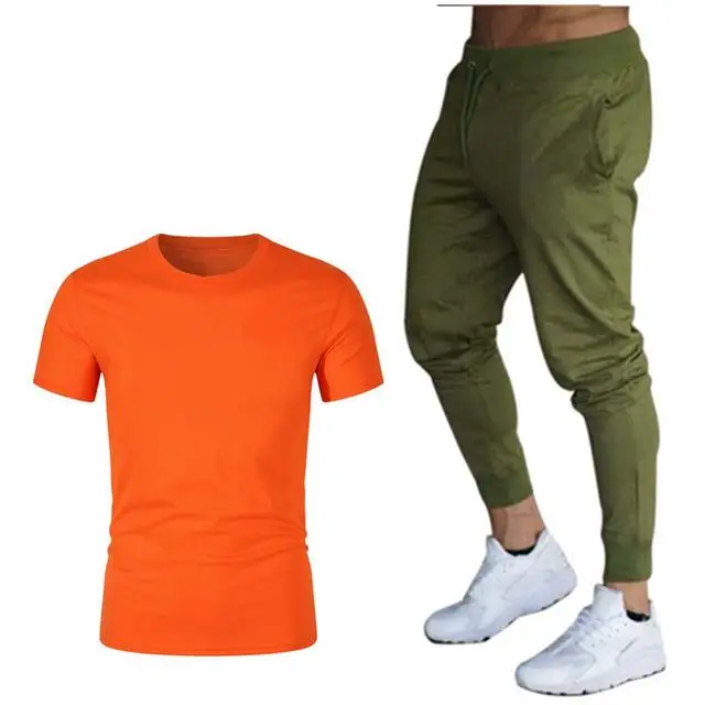 Розовый Camiseta de manga corta para hombre с логотипом marca Tide camiseta suelta casual de moda+ Pantalones deportivos para Corner 20 - Цвет: Розовый