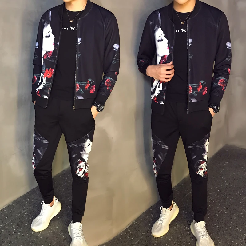Autumn Man Sport 2 Piece Sets Sport Suit Jacket + Pants Tracksuit Male Tracksuit Asian Size Moda Hombre 2019 New Men's Set