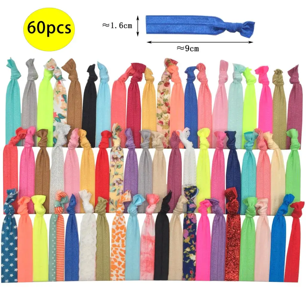 ZD004-60PCS 30 шт./60 шт./партия, женские галстуки для волос с принтом, Эластичные аксессуары, ленты для волос, Модный золотой леопард, корейский стиль, без коробки - Цвет: ZD004-60PCS
